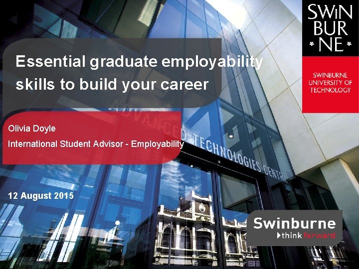 Text line Essential graduate employability skills to build your career Olivia Doyle International Student