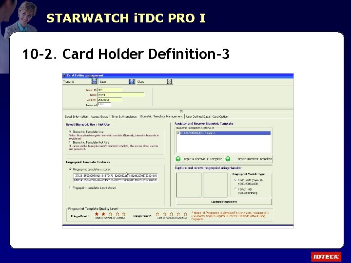 STARWATCH i. TDC PRO I 10 -2. Card Holder Definition-3 