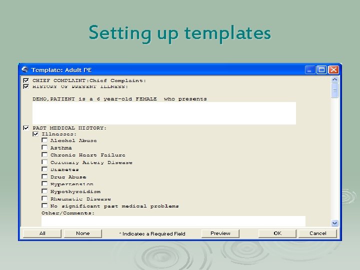 Setting up templates Setting up templates
