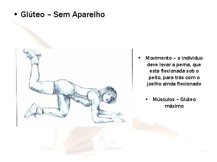  • Glúteo – Sem Aparelho • Movimento – o individuo deve levar a