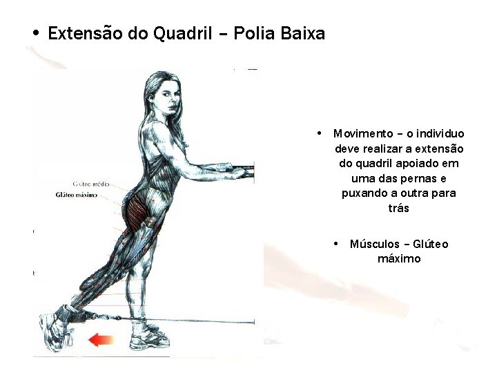 • Extensão do Quadril – Polia Baixa • Movimento – o individuo deve
