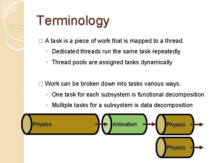 Terminology � A task is a piece of work that is mapped to a Terminology � A task is a piece of work that is mapped to a