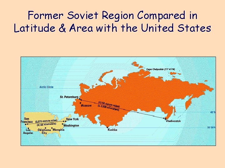 Former Soviet Region Compared in Latitude & Area with the United States 