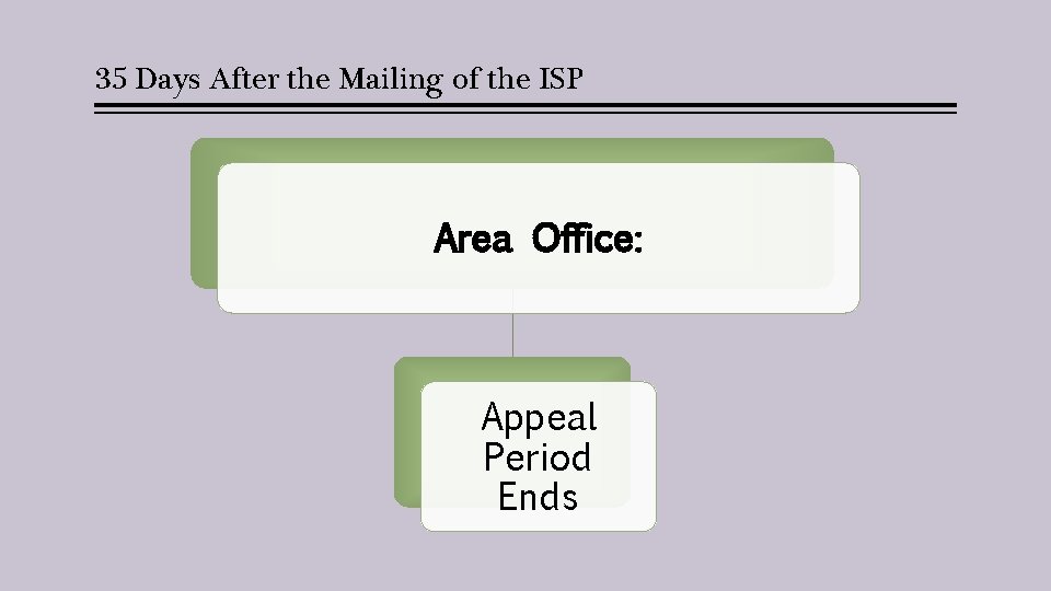 35 Days After the Mailing of the ISP Area Office: Appeal Period Ends 