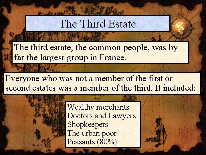 The Third Estate The third estate, the common people, was by far the largest