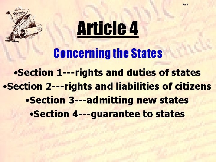 Art 4 Article 4 Concerning the States • Section 1 ---rights and duties of Art 4 Article 4 Concerning the States • Section 1 ---rights and duties of