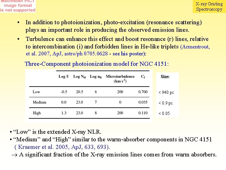 X-ray Grating Spectroscopy • In addition to photoionization, photo-excitation (resonance scattering) plays an important