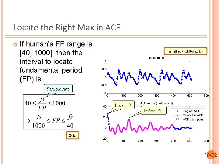 Locate the Right Max in ACF If human’s FF range is [40, 1000], then
