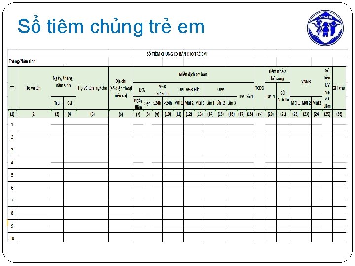 Sổ tiêm chủng trẻ em 