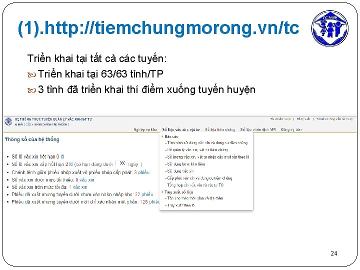 (1). http: //tiemchungmorong. vn/tc Triển khai tại tất cả các tuyến: Triển khai tại
