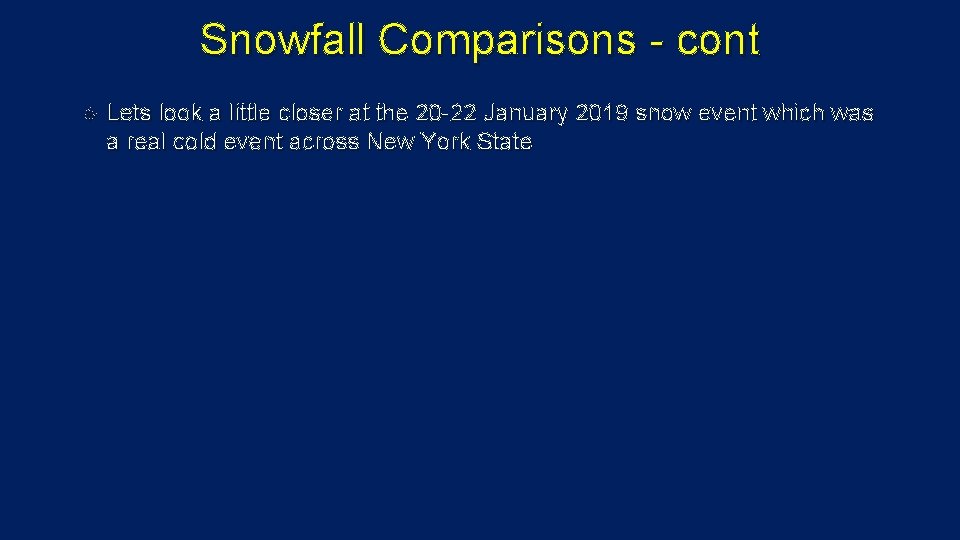 Snowfall Comparisons - cont Lets look a little closer at the 20 -22 January