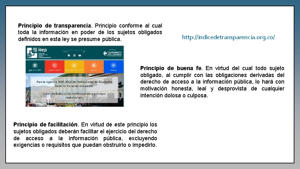 Principio de transparencia. Principio conforme al cual toda la información en poder de los