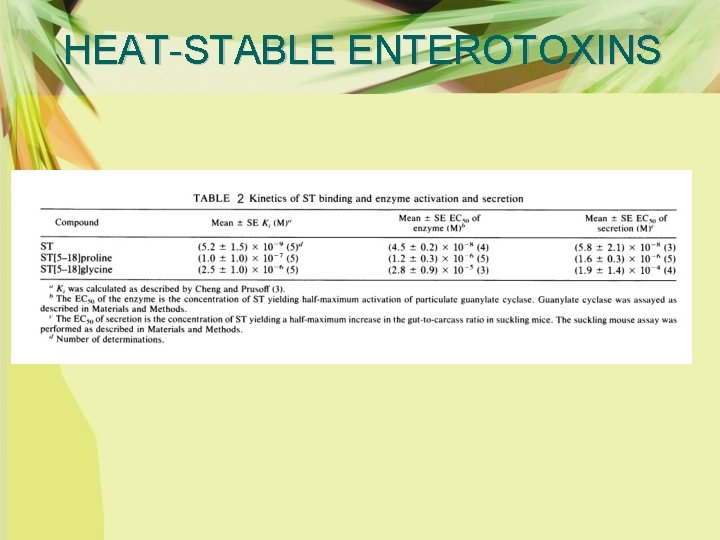 HEAT-STABLE ENTEROTOXINS 