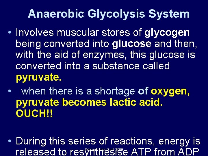 Anaerobic Glycolysis System • Involves muscular stores of glycogen being converted into glucose and Anaerobic Glycolysis System • Involves muscular stores of glycogen being converted into glucose and