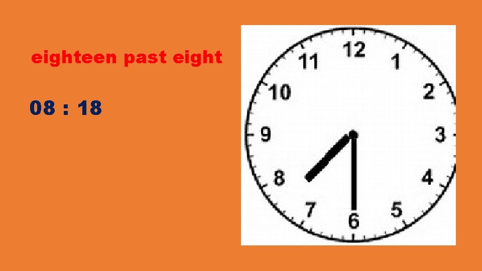 eighteen past eight 08 : 18 eighteen past eight 08 : 18