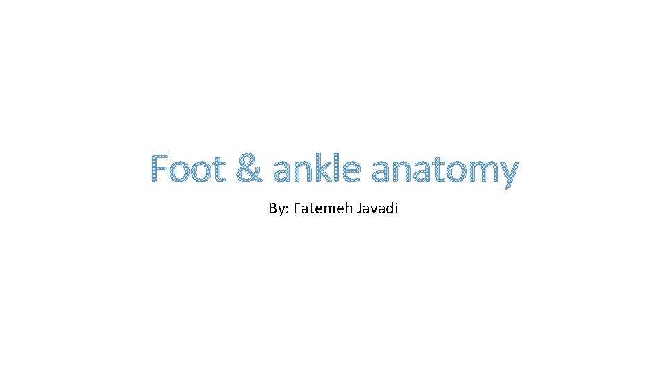 Foot & ankle anatomy By: Fatemeh Javadi 