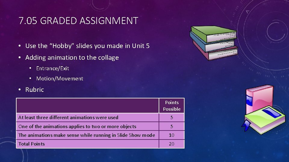 7. 05 GRADED ASSIGNMENT • Use the “Hobby” slides you made in Unit 5