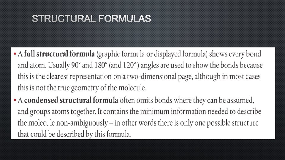 STRUCTURAL FORMULAS 
