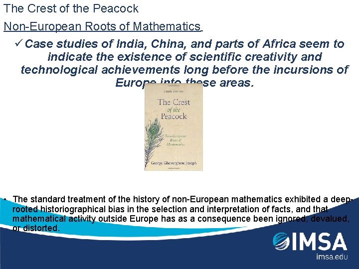 The Crest of the Peacock Non-European Roots of Mathematics ü Case studies of India,