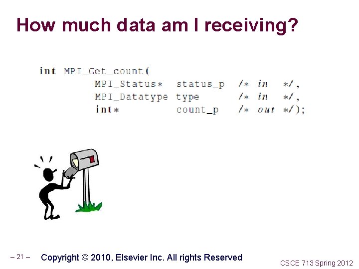 How much data am I receiving? – 21 – Copyright © 2010, Elsevier Inc.
