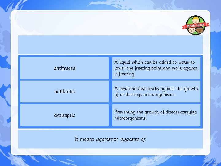 antifreeze A liquid which can be added to water to lower the freezing point