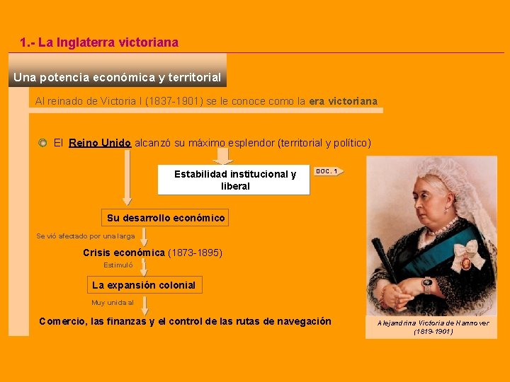 1. - La Inglaterra victoriana Una potencia económica y territorial Al reinado de Victoria