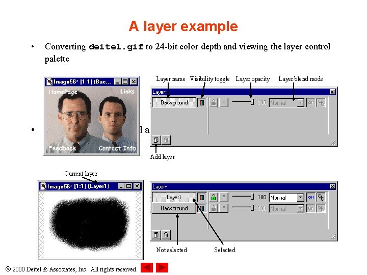 A layer example • Converting deitel. gif to 24 -bit color depth and viewing