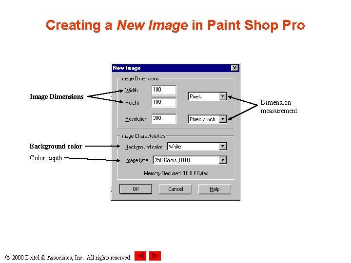 Creating a New Image in Paint Shop Pro Image Dimensions Background color Color depth