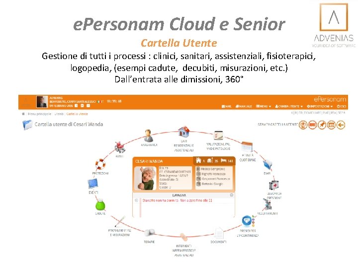 e. Personam Cloud e Senior Cartella Utente Gestione di tutti i processi : clinici,