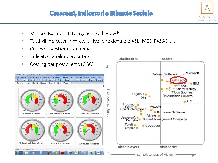 Cruscotti, Indicatori e Bilancio Sociale • • • Motore Business Intelligence: Qlik View® Tutti