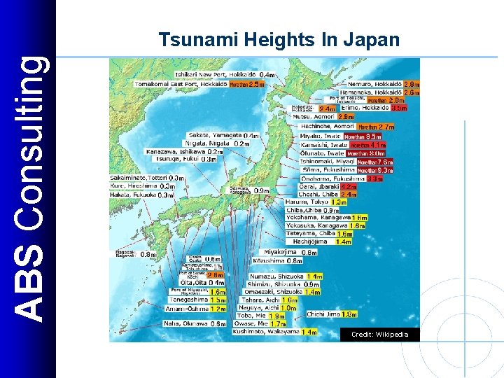 ABS Consulting Tsunami Heights In Japan Credit: Wikipedia 