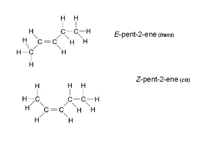 E-pent-2 -ene (trans) Z-pent-2 -ene (cis) 