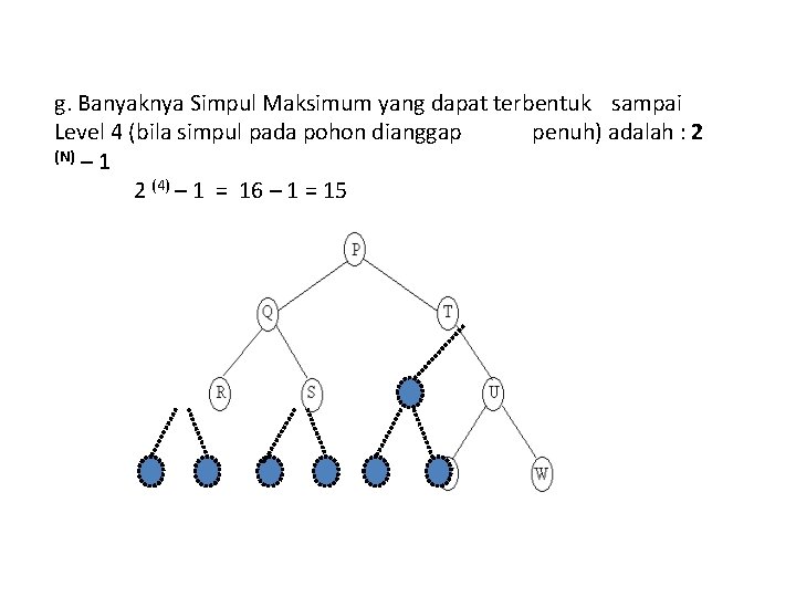 g. Banyaknya Simpul Maksimum yang dapat terbentuk sampai Level 4 (bila simpul pada pohon