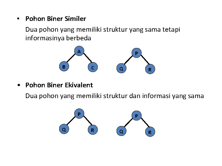  • Pohon Biner Similer Dua pohon yang memiliki struktur yang sama tetapi informasinya