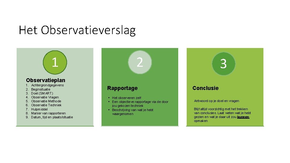 Het Observatieverslag 1 2 3 Observatieplan 1. 2. 3. 4. 5. 6. 7. 8.