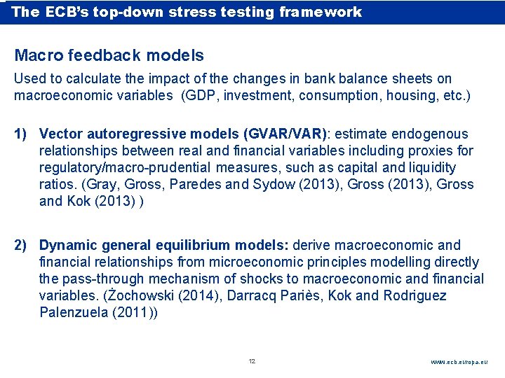 The ECB’s top-down stress testing The top-down testing framework Use. ECB Rubric as rubric The ECB’s top-down stress testing The top-down testing framework Use. ECB Rubric as rubric
