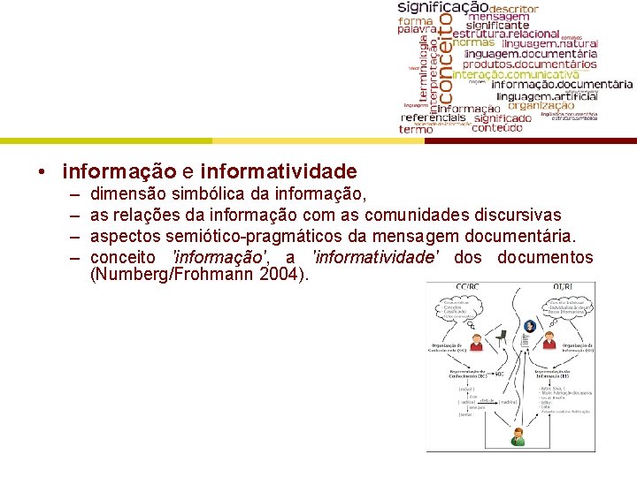  • informação e informatividade – – dimensão simbólica da informação, as relações da