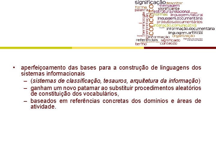  • aperfeiçoamento das bases para a construção de linguagens dos sistemas informacionais –