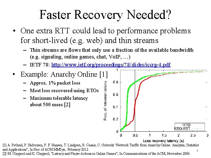 Faster Recovery Needed? • One extra RTT could lead to performance problems for short-lived