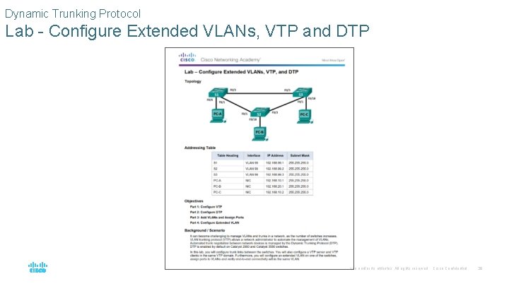 Dynamic Trunking Protocol Lab - Configure Extended VLANs, VTP and DTP © 2016 Cisco