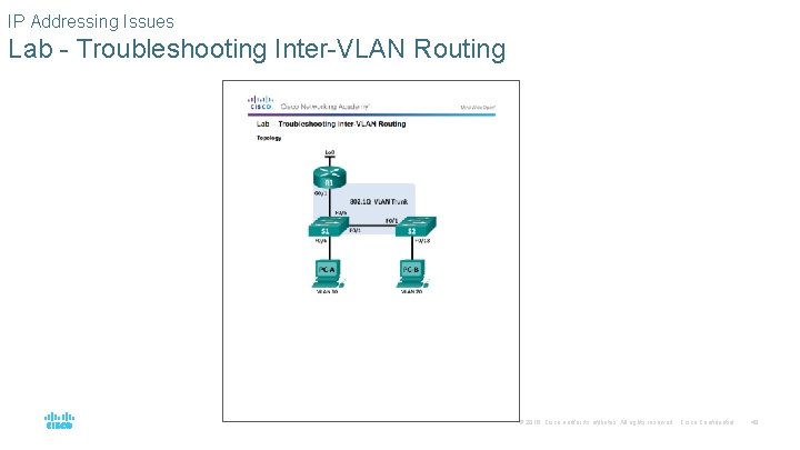 IP Addressing Issues Lab - Troubleshooting Inter-VLAN Routing © 2016 Cisco and/or its affiliates.