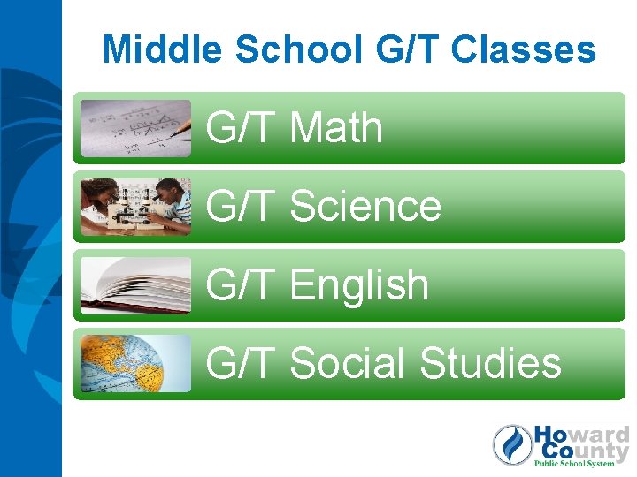 Middle School G/T Classes G/T Math G/T Science G/T English G/T Social Studies 