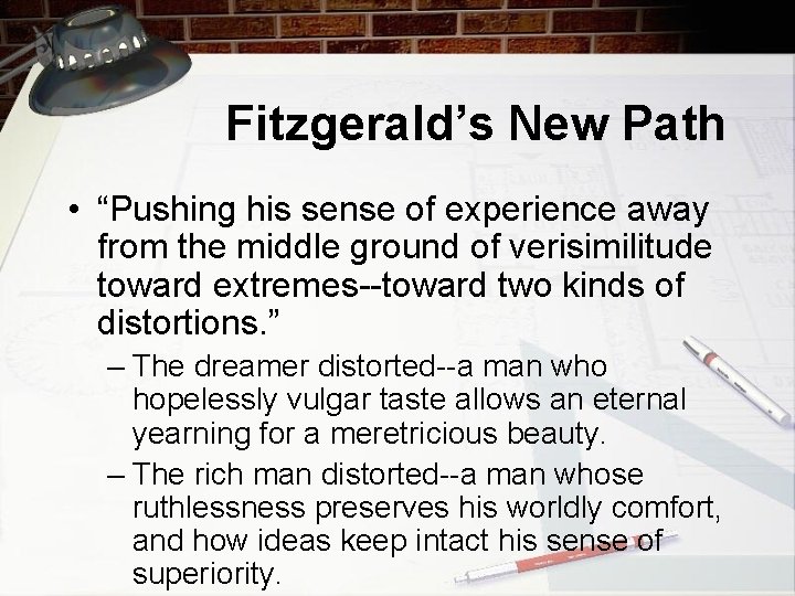 Fitzgerald’s New Path • “Pushing his sense of experience away from the middle ground