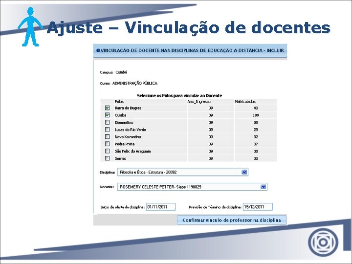 Ajuste – Vinculação de docentes 