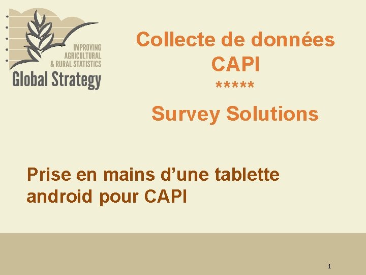 Collecte de données CAPI ***** Survey Solutions Prise en mains d’une tablette android pour