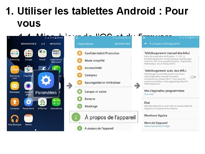 1. Utiliser les tablettes Android : Pour vous 1. 4. Mise à jour de