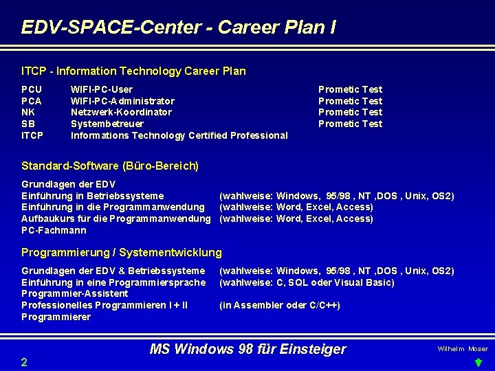 EDV-SPACE-Center - Career Plan I ITCP - Information Technology Career Plan PCU PCA NK