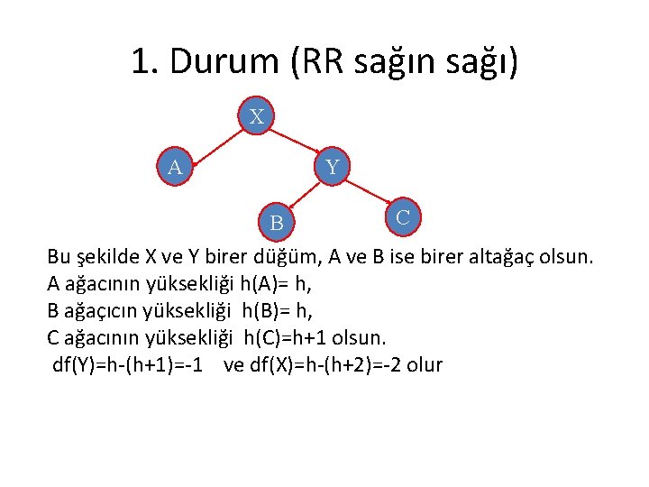 1. Durum (RR sağın sağı) X A Y B C Bu şekilde X ve