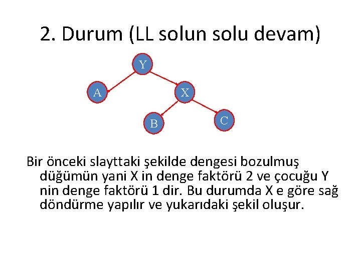 2. Durum (LL solun solu devam) Y A X B C Bir önceki slayttaki