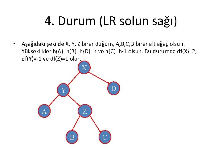 4. Durum (LR solun sağı) • Aşağıdaki şekilde X, Y, Z birer düğüm, A,